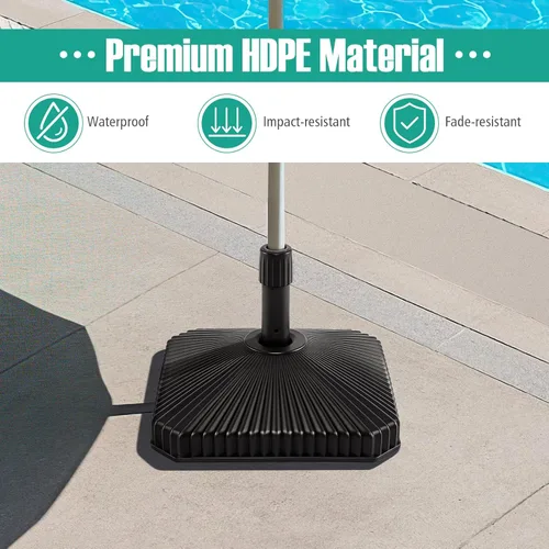 Vista 5 de Giantex Base de sombrilla rellenable: soporte de sombrilla de polietileno de alta densidad de 44 libras, relleno de agua o arena, textura de concha