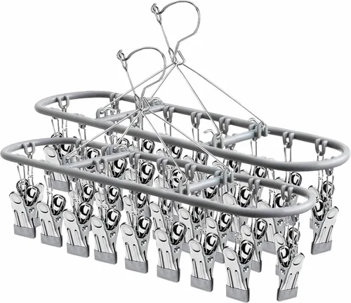 Vista 7 de Colgador de calcetines para secar con 24 clips, estante de ropa, perchas para ropa interior, ropa sucia, perchas para colgar, secador de hierbas