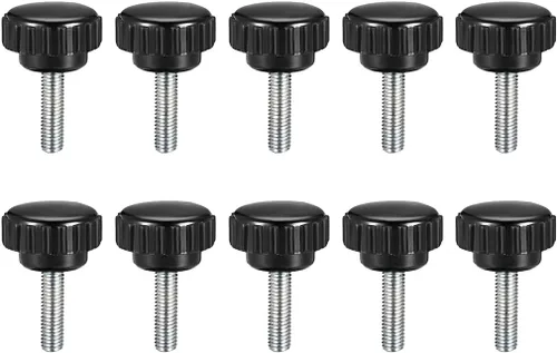Vista 7 de uxcell Perillas de sujeción moleteadas con rosca métrica macho M4 x 0.394 in, tornillo de agarre para pulgar, tipo perno de mango de sujeción manual