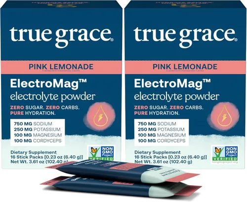 Vista 10 de True Grace ElectroMag - 16 paquetes de barras - Pomelo - Polvo de electrolitos para una hidratación rápida - sodio, potasio, magnesio y cordyceps