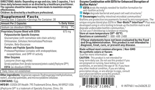 Vista 6 de Klaire Labs SFI Health Interfase Plus - Combinación de enzimas para interrumpir la matriz de biopelícula + EDTA - Sistema gastrointestinal, flora