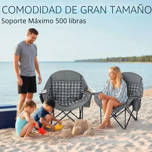 Vista 3 de Silla de camping de gran tamaño con calefacción, resistente, acolchada Negro (Allblack)