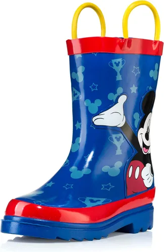 Disney Mickey Mouse Rubber Rainboots - Attached Handles - Toddler and Little Kid
