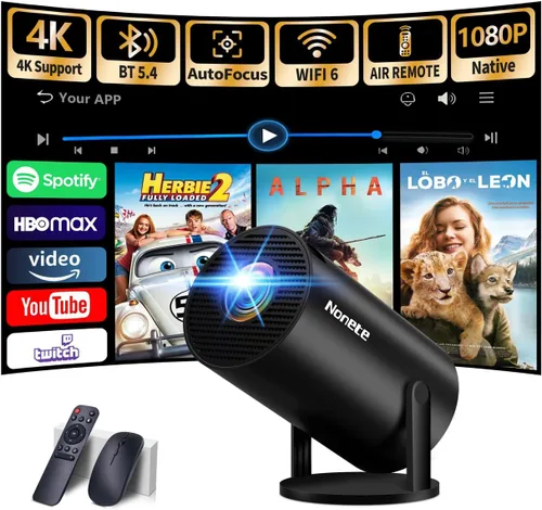 Vista 13 de [Proyector 2026 actualizado] Mini proyector compatible con 4K 1080P Keystone automático 270° giratorio con WiFi 6 y Bluetooth 5.2 proyector portátil