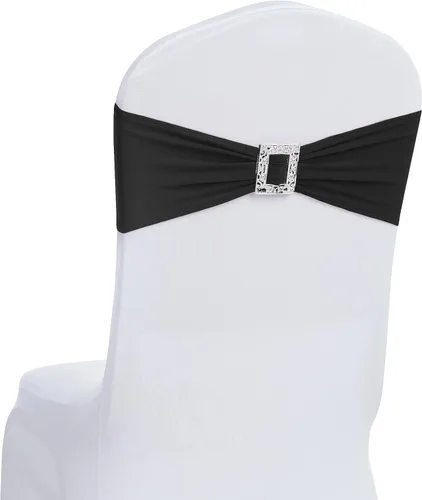 Joccun 30 PCS Bandas de Spandex para Sillas con Lazos, Banda Elástica de Cubierta de Silla con Hebilla Deslizante, Lazos Elásticos Universales para