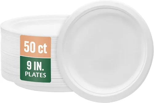 Vista 20 de Nicole Home Collection Platos de papel desechables compostables resistentes de 6 pulgadas, 100% bagazo, biodegradable, ecológico, caña de azúcar