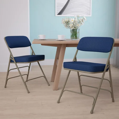 Vista 3 de Silla plegable de metal tapizada Hercules de Flash Furniture, tela curvada color borgoña, 2