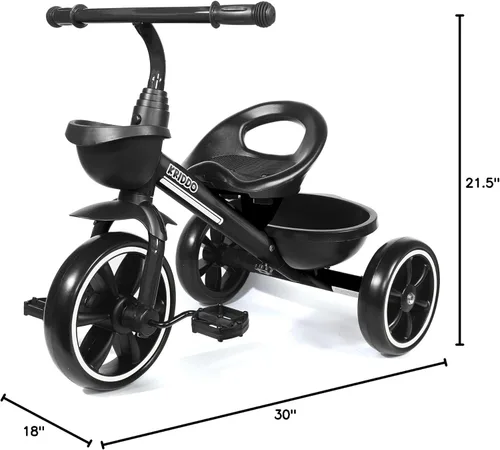 Vista 7 de KRIDDO - Triciclo para niños de 2 a 5 años - Regalo para niños pequeños - Negro