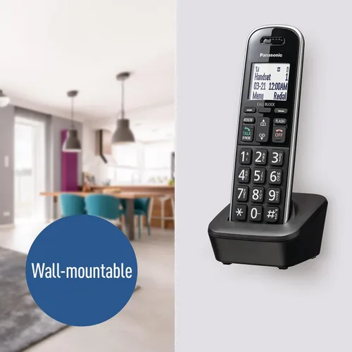 Vista 5 de Panasonic Sistema de teléfono extensible con cable e inalámbrico con contestador automático y bloqueo de llamadas de un solo toque, 1 auricular
