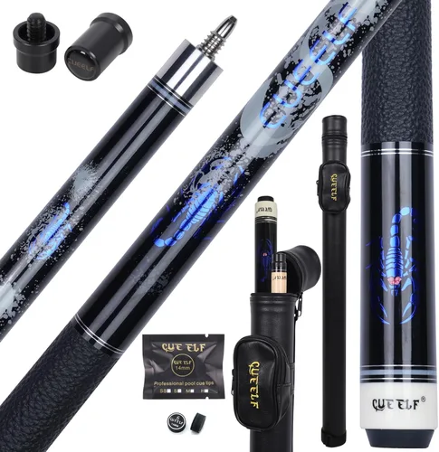 Vista 10 de Scorpion Taco de Billar de 58 pulgadas de Arce Canadiense Taco de Billar con Envoltura de Cuero de Baja Deflexión Tacos Profesionales Tacos