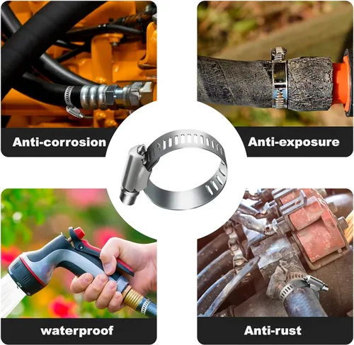 Vista 5 de Abrazaderas de manguera de acero inoxidable de 112 piezas, abrazaderas de acero inoxidable, kit surtido de abrazaderas de manguera, abrazaderas