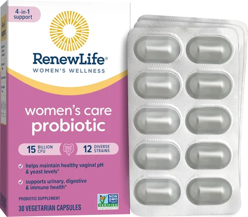 Renew Life Cápsulas probióticas para mujeres, apoya el equilibrio del pH para mujeres, salud vaginal, urinaria, digestiva e inmunológica, L.