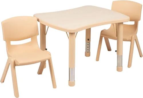 Vista 3 de Flash Furniture Emmy - Juego de mesa rectangular de plástico azul con 2 sillas, 21.875 pulgadas de ancho x 26.625 pulgadas de largo, color azul