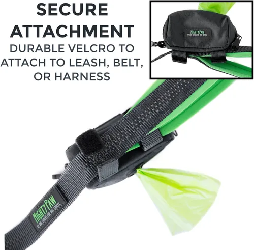 Vista 6 de Poderosa bolsa portadora de caca mosquetón gancho y 1 rollo de recoge bolsas, incluye gancho carabinero y un rollo de bolsas, Gris/Verde