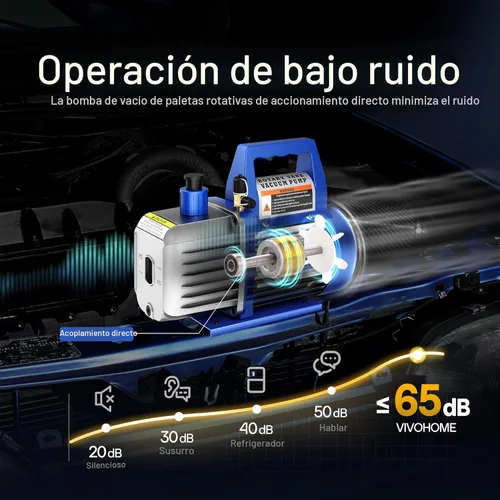 Vista 5 de VIVOHOME Bomba de vacío de aire de paletas rotativas de una etapa, 110V, potencia de 1/4 HP, 3.5 CFM con botella de aceite