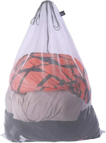 Vista 6 de Kimmama Bolsa de lavandería de malla gruesa resistente, 24 x 36 pulgadas, bolsa de cordón de red gigante para fábricas, universidad, dormitorio
