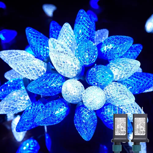Vista 15 de Luces LED C9 de Navidad para exteriores, 81 pies, 100 luces LED con temporizador y 8 modos de iluminación, impermeable, grado comercial, extensible