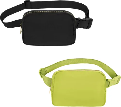 Vista 59 de VOROLO Riñonera para mujeres y hombres, bolsa cruzada, bolsa de cinturón con correa ajustable, Negro, Talla única