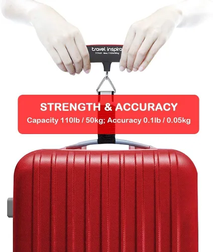 Vista 4 de travel inspira Báscula de equipaje, báscula digital portátil de equipaje para viajes, báscula de peso de maleta con pintura de goma, sensor