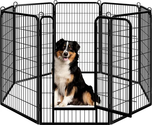 Vista 33 de Yaheetech Corralito para perros, 24 pulgadas, 2 paneles, corral para perros para interiores, resistente, corral de ejercicio para cachorros, valla