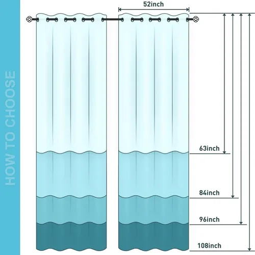 Vista 90 de 2 paneles de cortinas bohemias para ventana, patrón geométrico bohemio, a rayas, cortinas opacas con ojales, 52 x 63 pulgadas