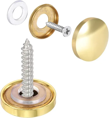 Vista 7 de uxcell Tornillos de espejo tapas decorativas cubierta clavos oro pulido 0.394 in 8pcs