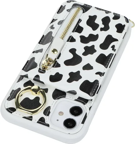 Vista 7 de Funda para iPhone 11 con tarjetero para mujer, iPhone 11 con correa y ranuras para tarjetas de crédito, bandolera con cremallera y función atril, a