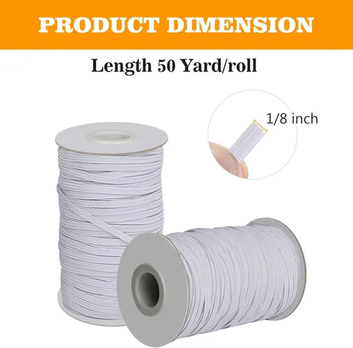 Vista 6 de Lydia's Deal Cordón elástico de 1/8 de pulgada (3mm) x 50 yardas, cuerda elástica, bandas elásticas para tejer, costura, manualidades, bricolaje