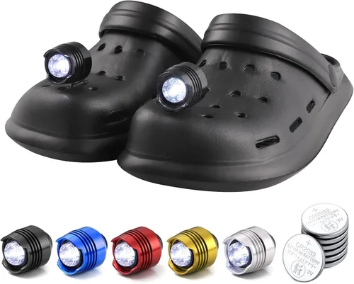 Headlights for Shoes with 8 Batteries, 3 Modes LED Flashlight Shoes Headlights Accessories for Camping Lasting 72 Hours IPX5 Waterproof Shoe Charm