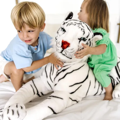 Vista 3 de Melissa & Doug Giant Siberian White Tiger - Lifelike Stuffed Animal (Over 5 feet Long)