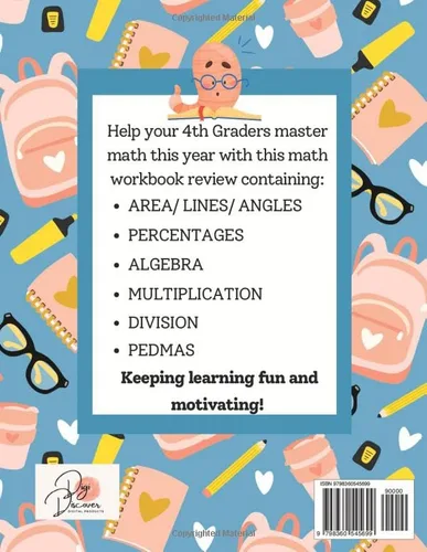 Vista 2 de 4th Grade Math Review Workbook for Kids 8-10 4 Digit Addition, Fractions and Decimals Workbook, Homeschool 4th Grade Math