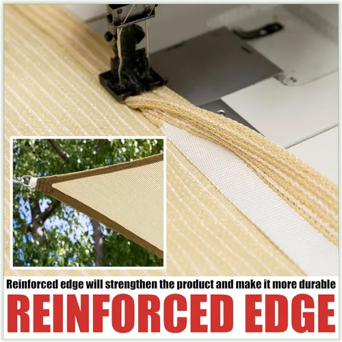 Vista 5 de Royal Shade Toldo triangular de 4 x 4 x 4 pies, color beige arena, para hacer RTAPT18, UPF50+ 95% de bloqueo UV, estándar comercial de 200 GSM