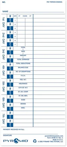 Vista 3 de Pyramid Time Systems - 30% Tarjetas de Tiempo Recicladas