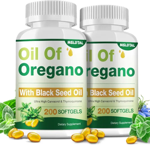Aceite de orégano con aceite de semilla negra – 400 cápsulas de aceite de orégano orgánico, apoyo inmunológico y digestivo, apoyo antioxidante, a