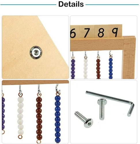 Vista 4 de Montessori - Percha para escaleras de cuentas de color con cuentas/percha de cuentas para adolescentes con cuentas, material de aprendizaje