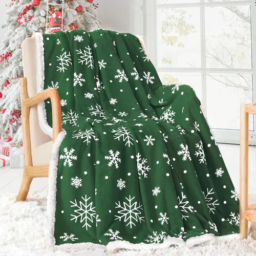 Touchat Manta de Navidad, manta de Navidad sherpa, mullida, suave y acogedora, manta de franela de vellón de microfibra de felpa para sofá, cama y