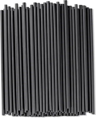 Vista 8 de 100 unidades de pajitas cortas biodegradables para cóctel en negro - 13 cm pajitas compostables desechables de PLA a base de plantas para bar