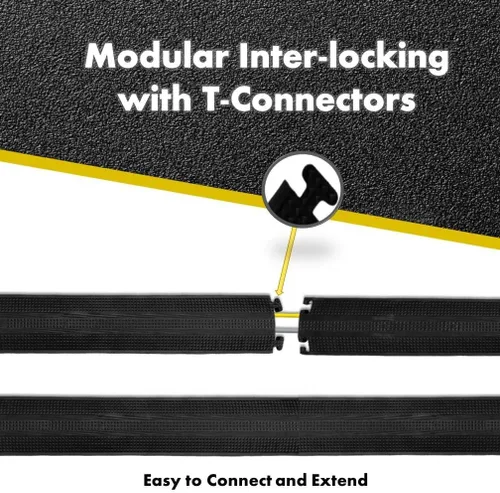 Vista 4 de Kable Kontrol Cubrecables de caída para piso – 36” de largo, 1 canal, protector de cable o alambre – Rampa de goma para uso en interiores y Negro