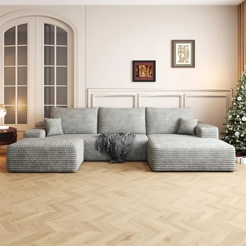 Vista 10 de AUGOP Sofá modular moderno de 96 pulgadas para sala de estar, sofá modular con sofás en forma de L, sofá tapizado sin hueso, sofá seccional con Negro