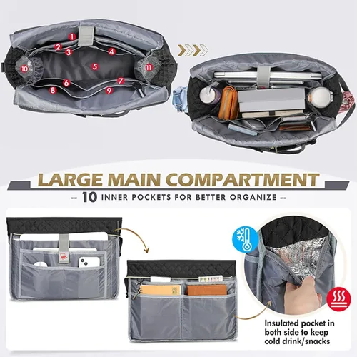 Vista 8 de Teacher Toted Laptop Bag with Cup Holder,Nurse Bags Professional Briefcases Business Computer Purses Handbag