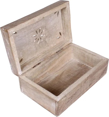 Vista 15 de Mela Artisans Caja de recuerdo de madera de mango - Acabado quemado, 7.5 x 4.5 pulgadas