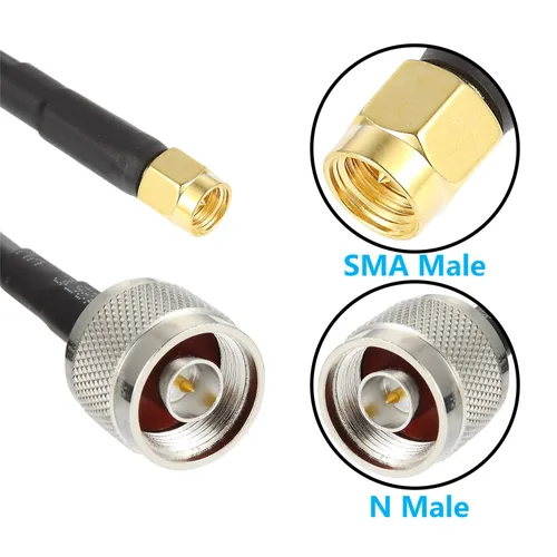 Vista 7 de GEMEK Cable N macho a SMA macho de 1 pie, 2 unidades, cable SMA a N de 50 ohmios, cable coaxial KMR240 de pérdida ultra baja para enrutador WiFi