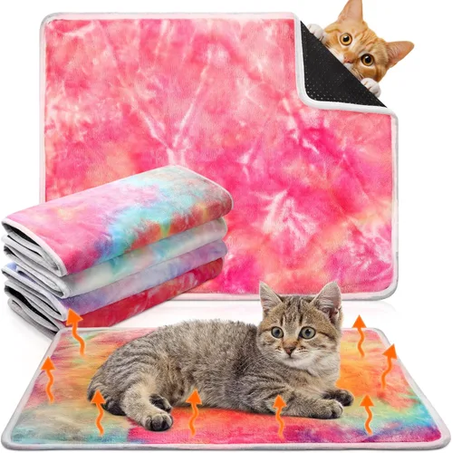 Vista 15 de Paquete de 4 camas autocalentables para gatos, almohadilla autocalentable con funda extraíble, almohadilla térmica extra cálida para mascotas
