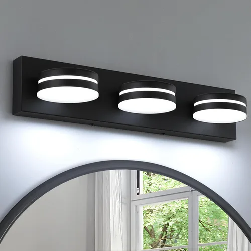 Vista 14 de Lámpara de Tocador de Baño de 3 Luces, Accesorios de Luz de Baño de Níquel Cepillado Sobre Espejo, Luces LED de Tocador con Cabezal de Lámpara