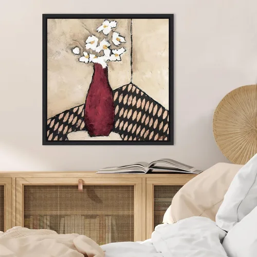 Vista 7 de Amanti Art Lienzo enmarcado para pared, florero rojo retro de 16 x 16 pulgadas, por Judi Bagnato, lienzo enmarcado para pared, obras de arte