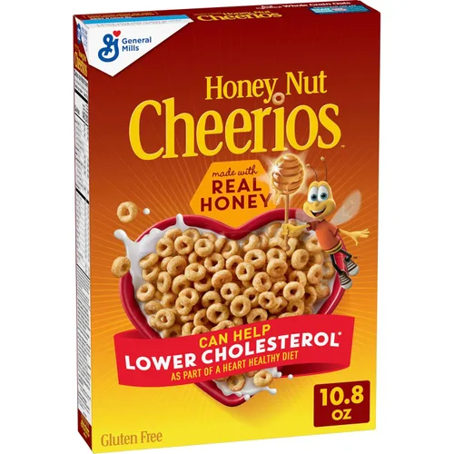 Vista 13 de Cereales para el desayuno Honey Nut Cheerios, cereales saludables para el corazón, sin gluten con avena integral, bolsa de valor, 32 onzas