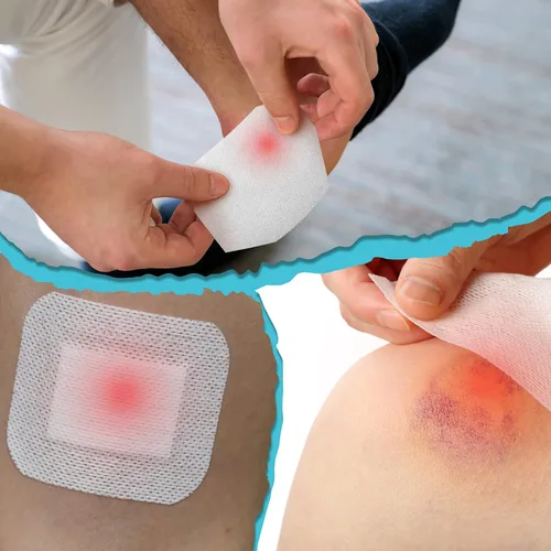 Vista 6 de Nuanchu Rollo de cubierta no tejida de 4 rollos de cinta elástica no tejida, vendajes adhesivos no tejidos, cinta de vendaje transpirable, vendajes