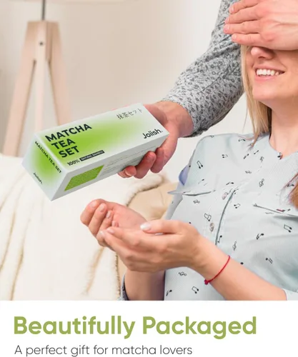 Vista 6 de Joiish Juego de batidor de matcha, batidor de bambú (Chasen), cuchara (Chashaku) y tamiz de acero inoxidable, kit de herramientas de repuesto de 3