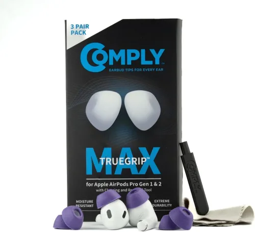 Vista 28 de Comply TrueGrip MAX Puntas de repuesto de espuma viscoelástica prémium para Apple AirPods Pro 1 y 2 Comodidad de larga duración, máxima