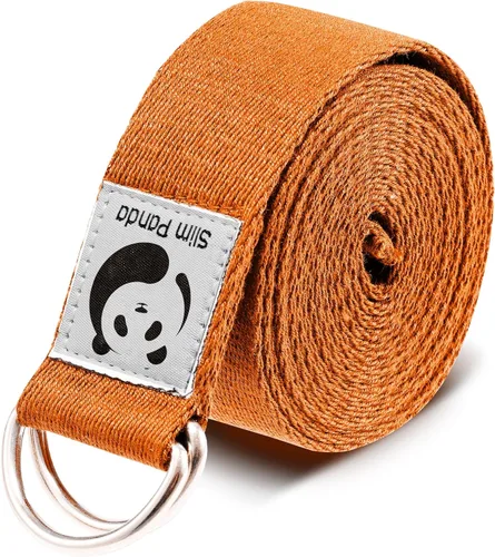 Vista 8 de Correa de yoga Slim Panda para estiramiento, Correa de yoga de algodón con hebilla ajustable en forma de D, Correa de yoga no elástica para pilates